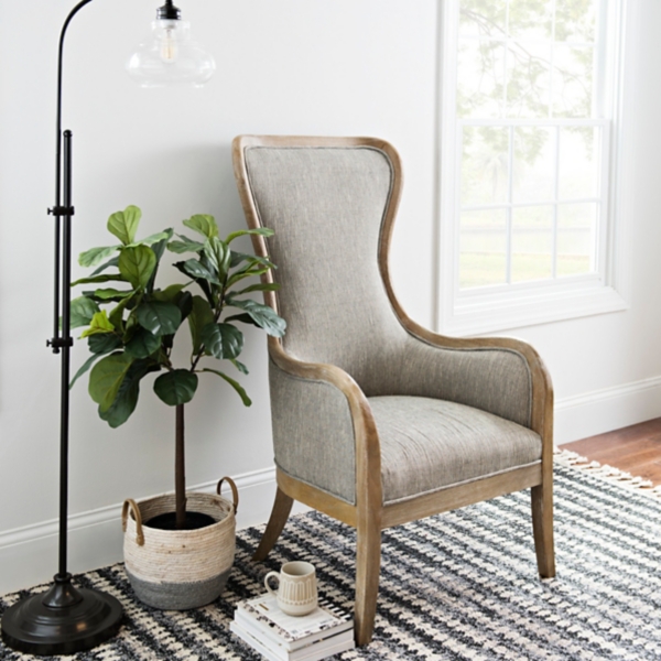 Gray wingback online chair