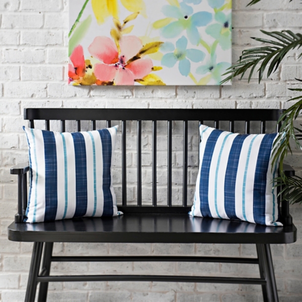 Indigo Striped Outdoor Pillows, Set of 2 Kirklands Home