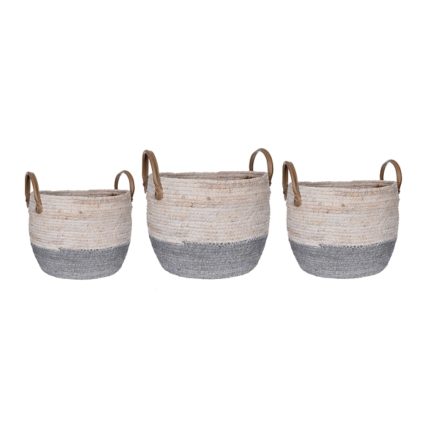 White and Gray Woven Baskets, Set of 3 | Kirklands Home