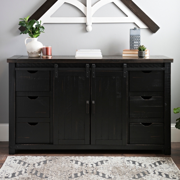 Black barn shop door cabinet