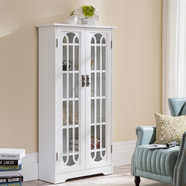 Tall white deals accent cabinet