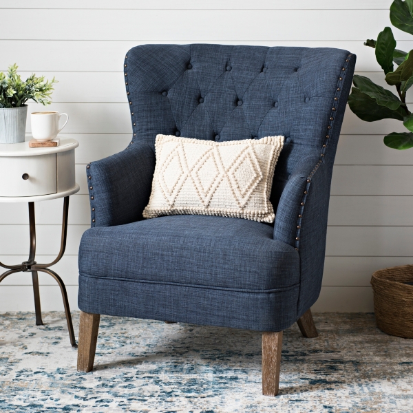 Navy Tufted Accent Chair with Nailhead Trim Kirklands Home