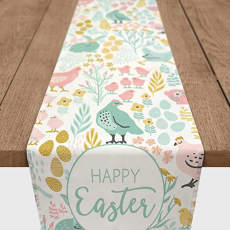 Embroidery Tablecloth Table Runner Medium Blanket Easter Linen Bunny Cream Rectangular 