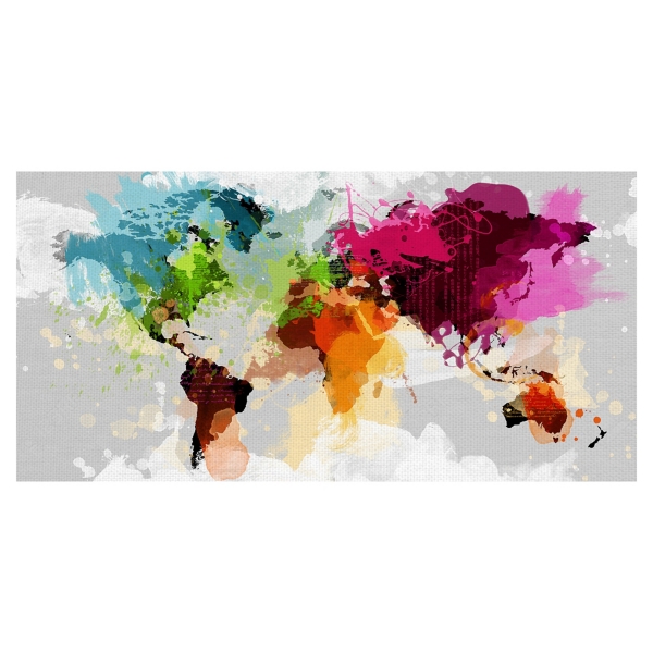 Colorful World Map Wrapped Canvas Art Print Kirklands