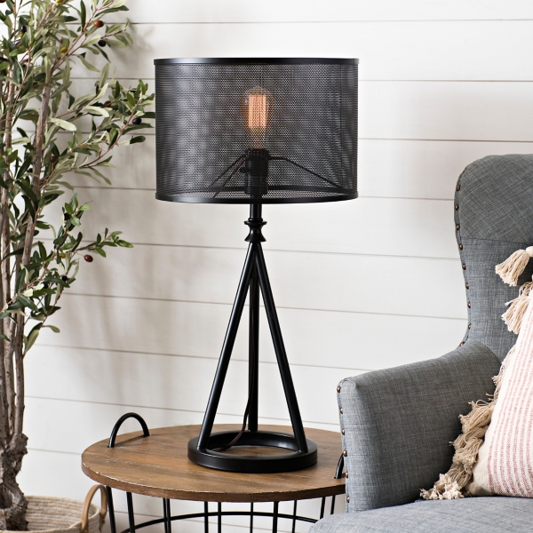 black mesh table lamp