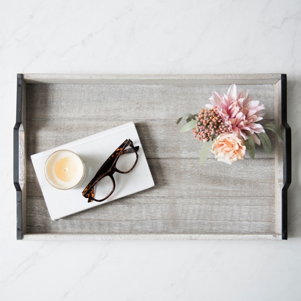 gray wood tray