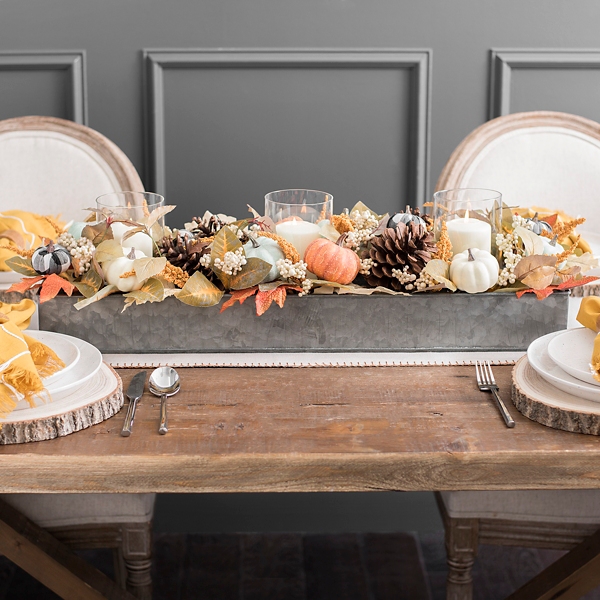 Pumpkins And Leaves Galvanized Centerpiece Kirklands