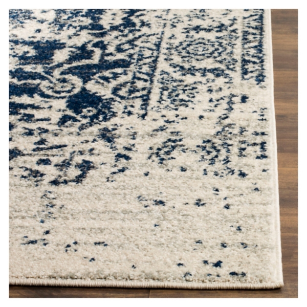 Navy and Cream Madison Distressed Area Rug, 6x9