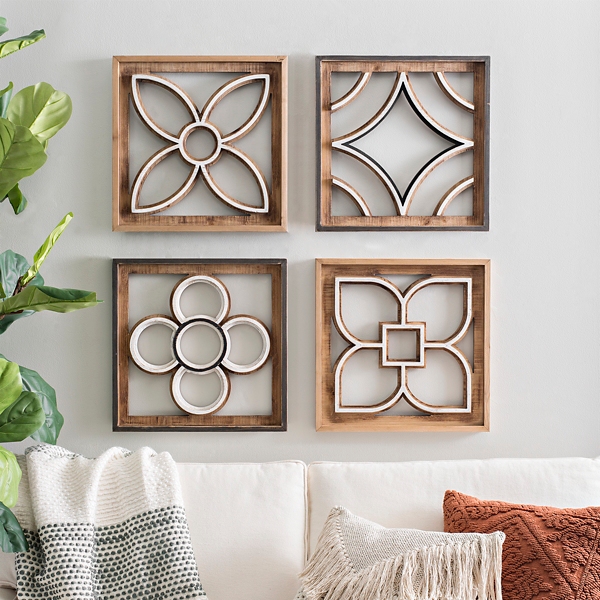 Geometric Wood Cutout Wall Plaques Set Of 4 Kirklands