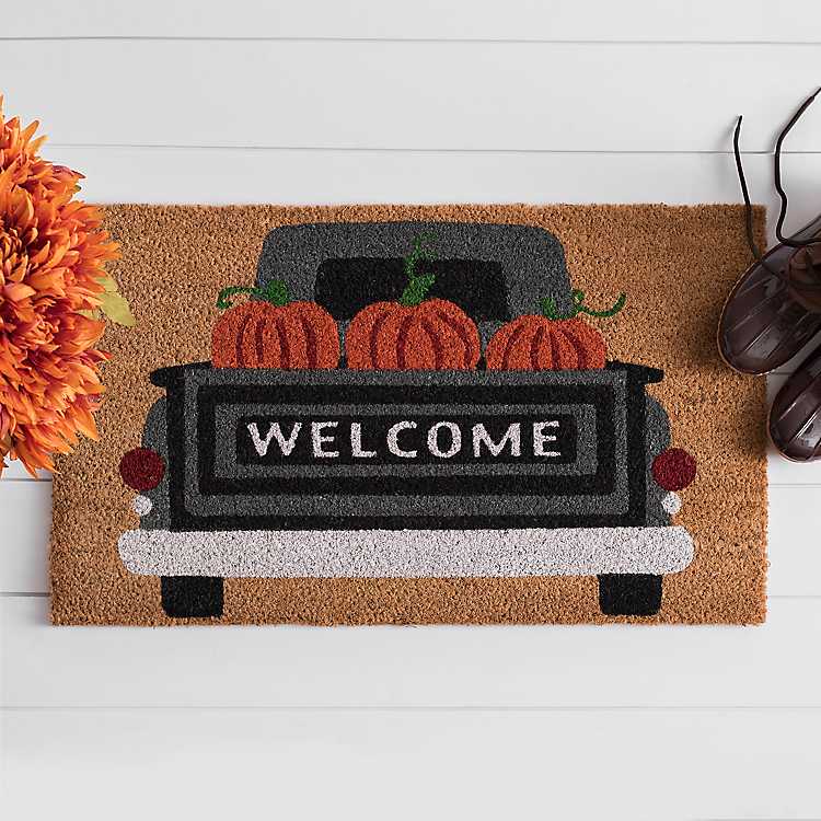 Welcome Pumpkin Truck Doormat