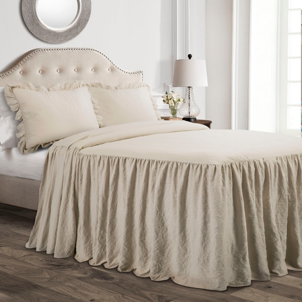 Tan Ruffle Skirt 3-pc. King Comforter Set