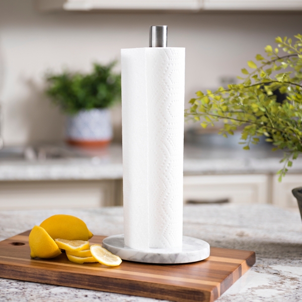 Gray and White Marble Paper Towel Holder Kirklands Home