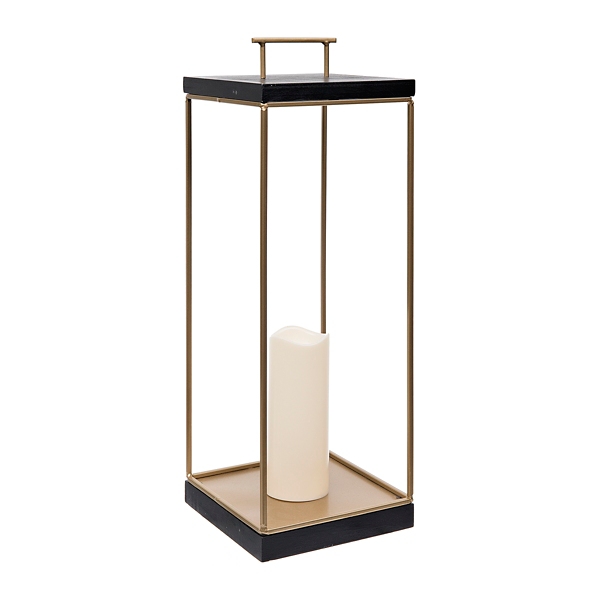 Black And Gold Lantern With Led Candle 24 In Kirklands