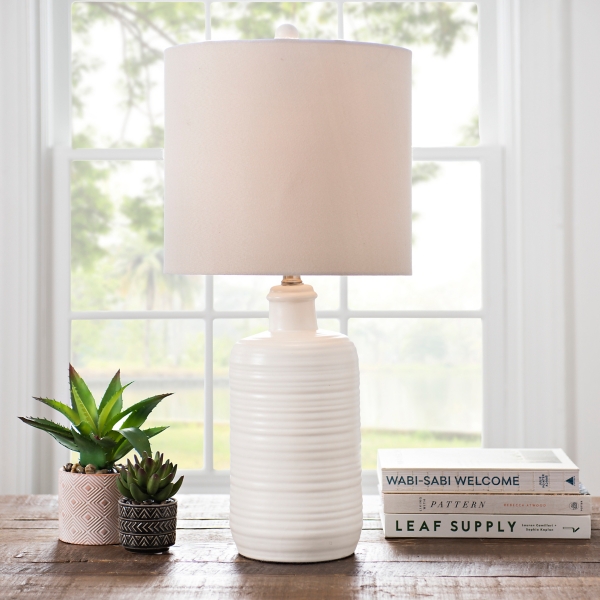 white textured table lamp