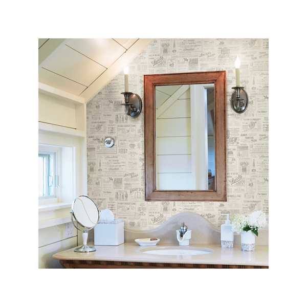 Cream Alden Newspaper Long Roll Wallpaper Kirklands Home