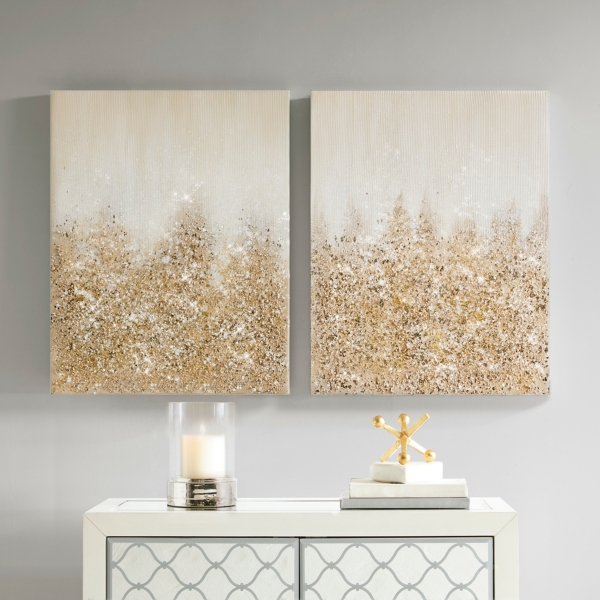 Framed Gold Glitter Abstract Enhanced Canvas Wall Art, 30x40