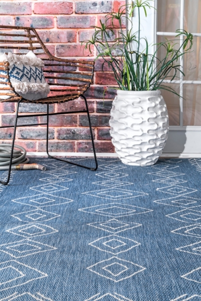 Blue Serna Tribal Outdoor Area Rug, 5x8