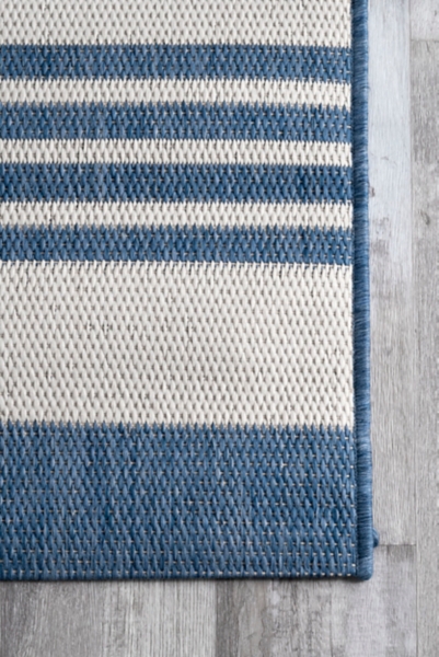 Blue Robin Stripe Outdoor Rug, 5x8