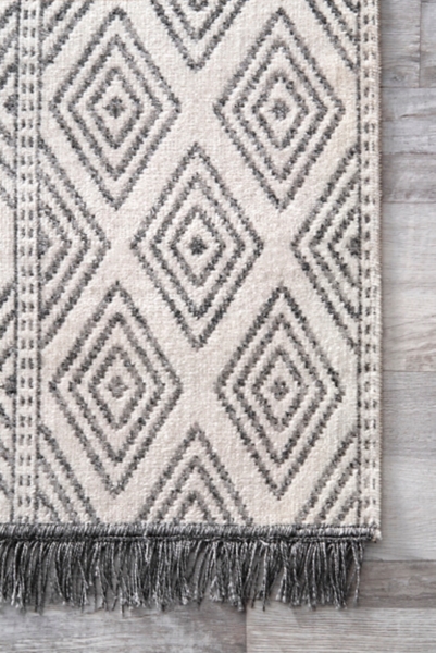 Cream and Gray Miriam Striped Outdoor Rug, 5x8