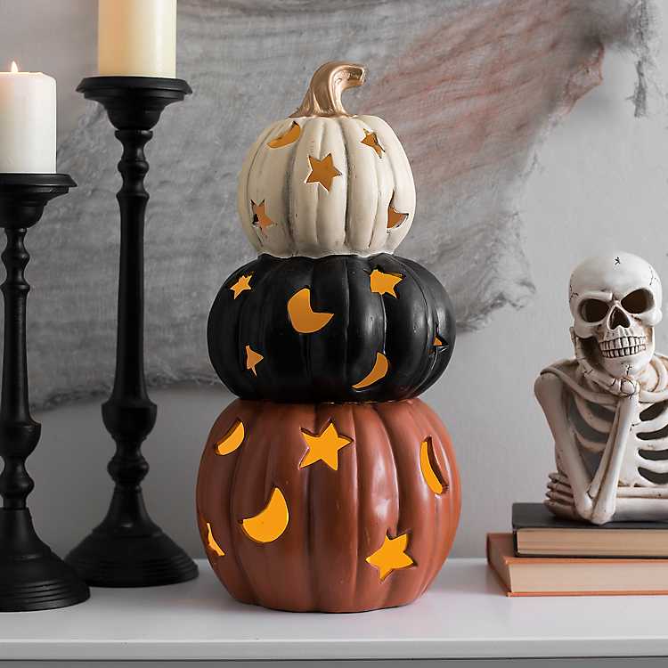 Halloween Ceramic Black Bird  with Pumpkin Tea Light Holder by Kirklands 101754 