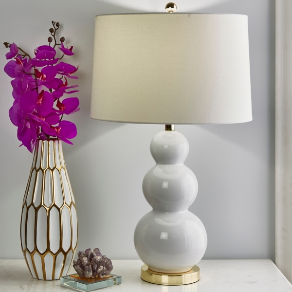 white ball table lamp