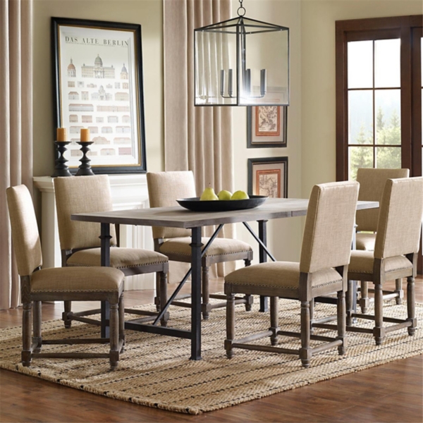 Wood and metal dining deals room table