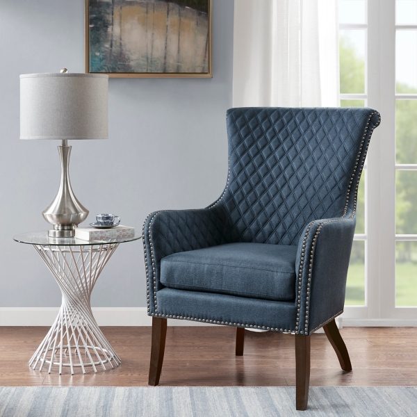 Blue upholstered chair hot sale