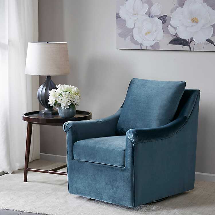 Blue Mora Swivel Accent Chair Kirklands, Swivel Accent Chair For Living Room