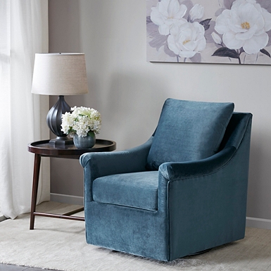 Living Room Madison Park Memo Swivel Chair Blue Mora Swivel