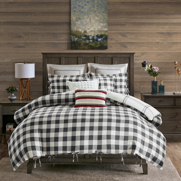 Life at Home 3 Piece Comforter Bed Set- Full/ Queen- Grey Buffalo Check - 1  ea