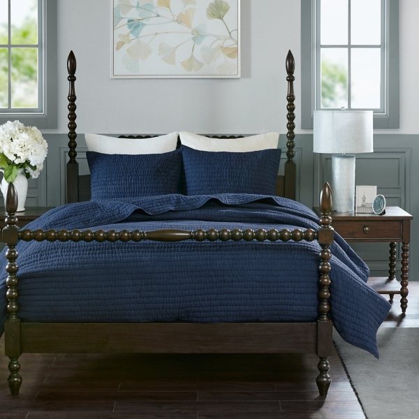 navy quilted bedspread