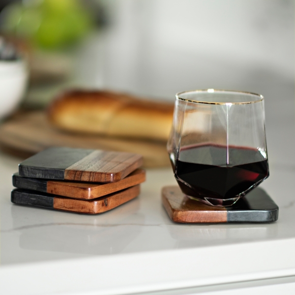 black glass coasters for drinks