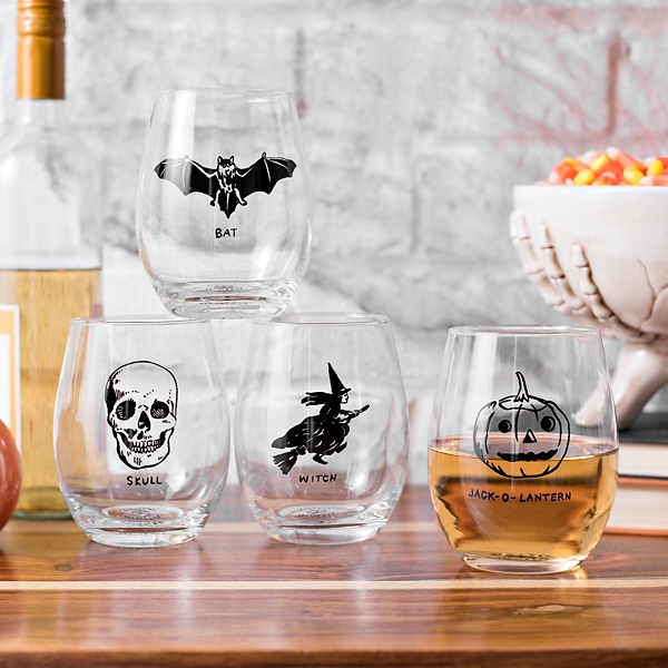 Halloween Wine Glasses, Set of Two