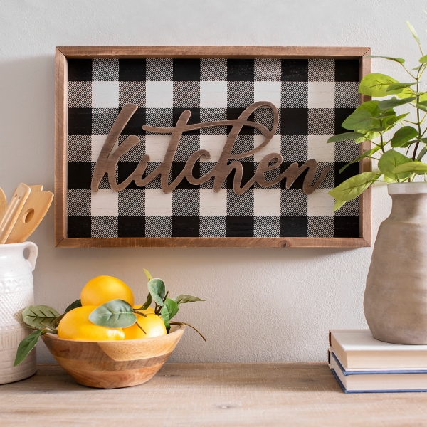 Farmhouse Kitchen Decor Buffalo Plaid Kitchen Sign 