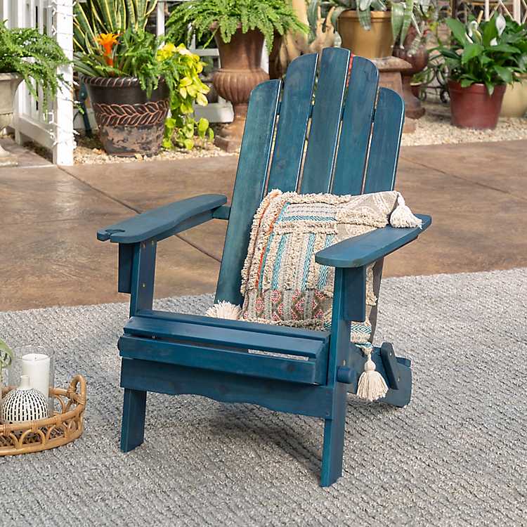 The Easy to Get Out of Painted Acacia Wood Adirondack Chair Royal Blue