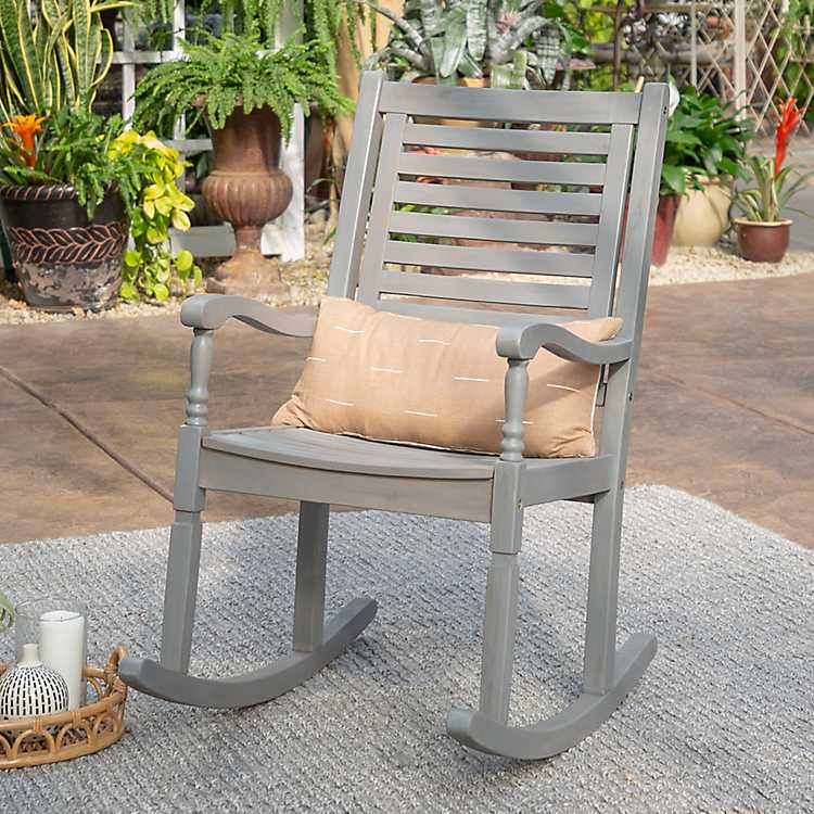 Gray Wash Wood Patio Rocking Chair Kirklands Home - Patio Furniture Rocking Chairs