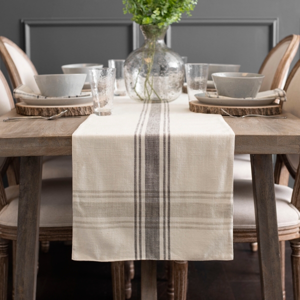 Charcoal Stripe Farmhouse Table Runner 