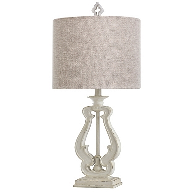 Distressed White Candlestick Table Lamp, Scroll Table Lamp Cream