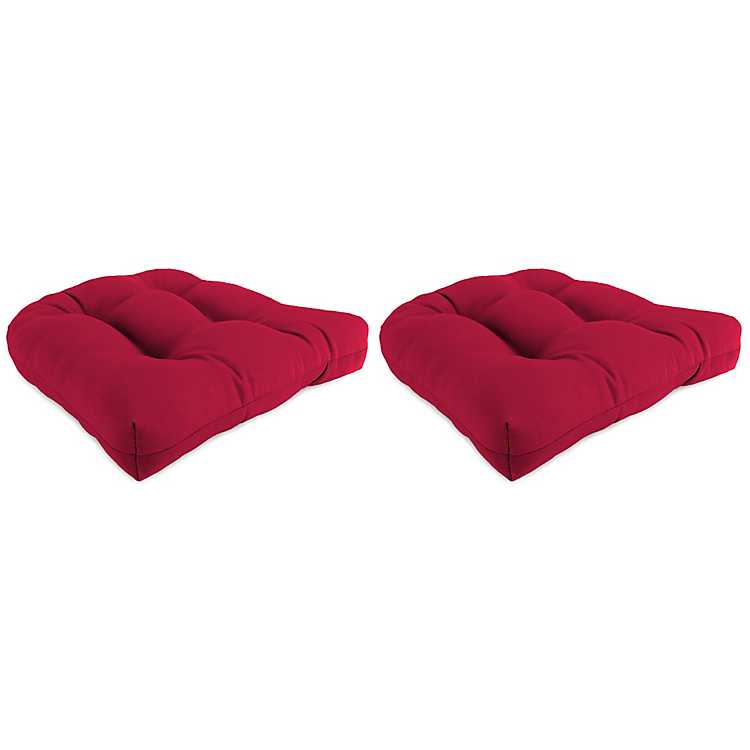 Red Pompei Wicker Seat Outdoor Cushion, Red Outdoor Cushions For Wicker Furniture