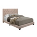 Beige Upholstered Button Tufted Wing Queen Bed