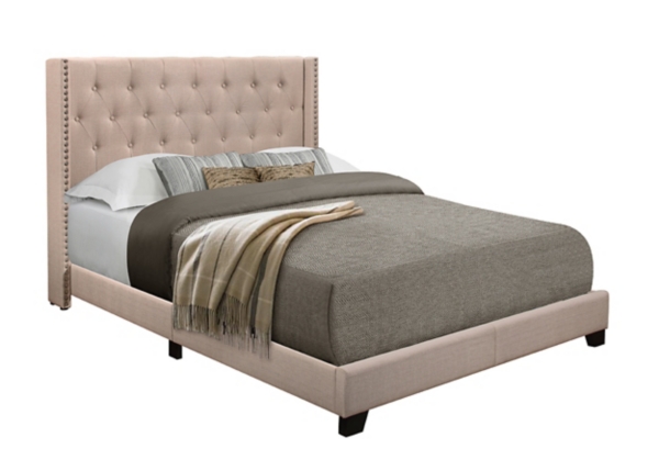 Beige Upholstered Button Tufted Wing King Bed Kirklands