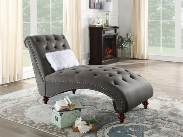 Gray outlet velvet chaise