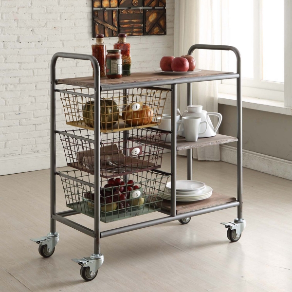 Urban Metal Frame Kitchen Cart On Wheels Kirklands