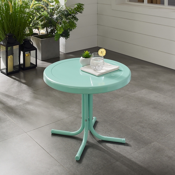 Aqua Retro Metal Outdoor Side Table Kirklands