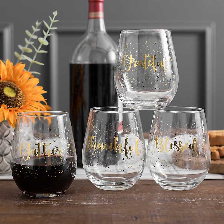 Speckled Harvest Stemless Wine Glasses, Set of 4 | Kirklands Home
