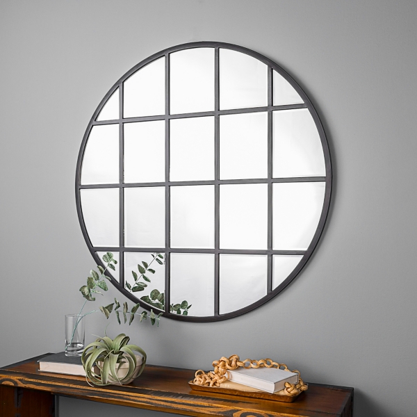 Round Windowpane Wall Mirror 40 In Kirklands