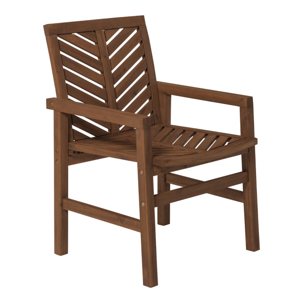 Dark Brown Wood Chevron Dining Chairs, Set of 2