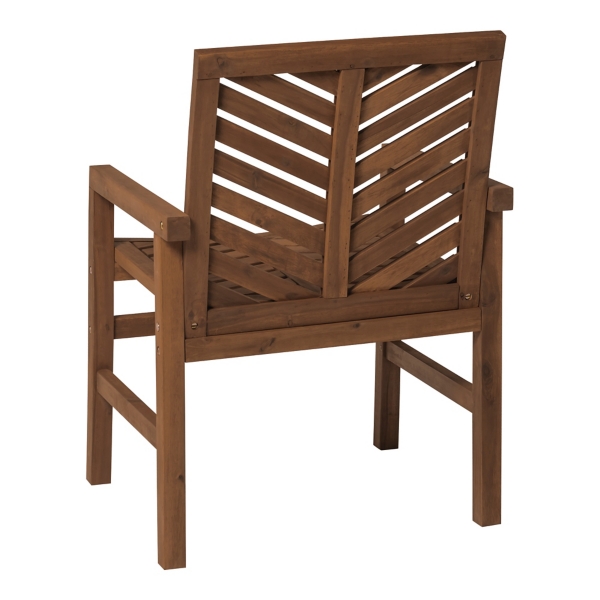 Dark Brown Wood Chevron Dining Chairs, Set of 2