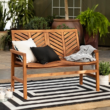 Outdoor bench with discount pop up table