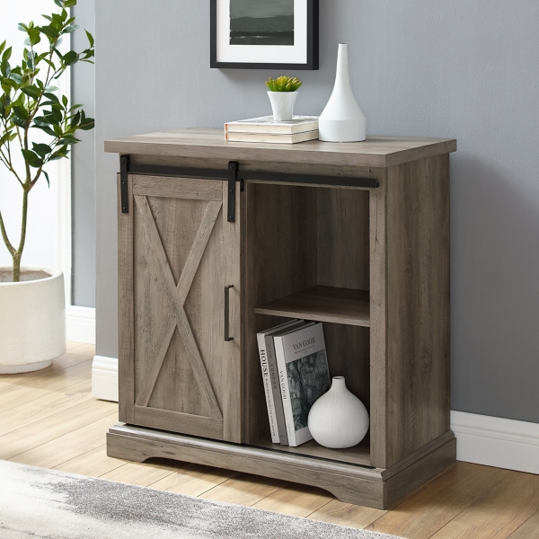 barn door cabinets with drawers